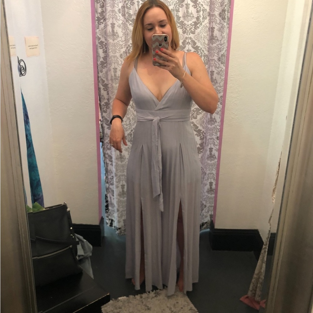 Light blue wide leg jumpsuit
